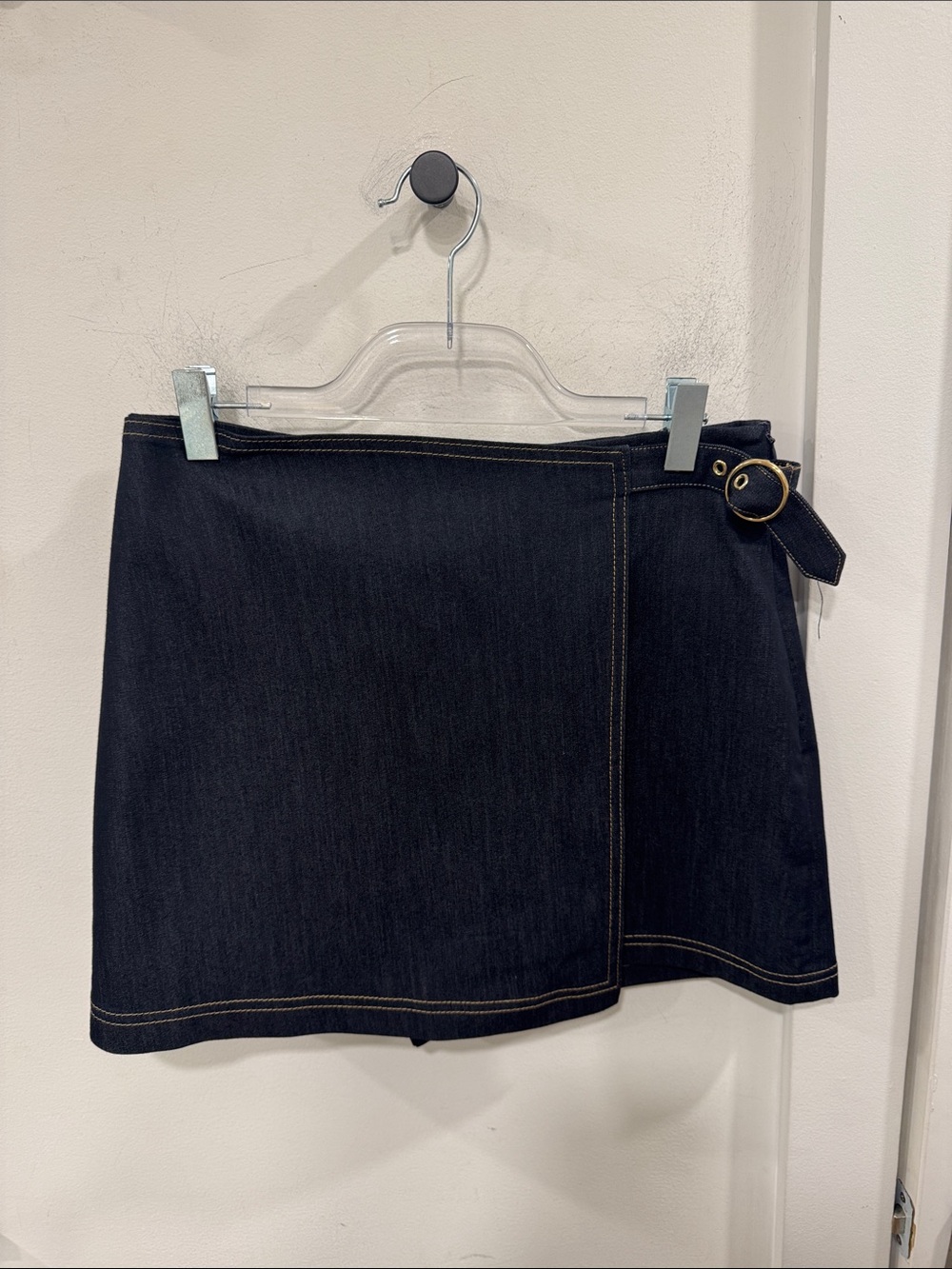 Zara Denim Wrap Skirt with Buckle Detail